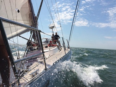Participants in the U.S. Coast Guard Academy’s Coastal Sail Training Program navigate the waters of southern New England for two weeks. 