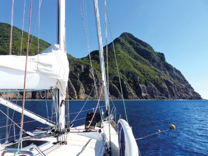 Saba Island at anchor