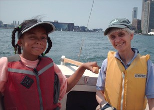 Joan Thayer with AdventureSail skipper