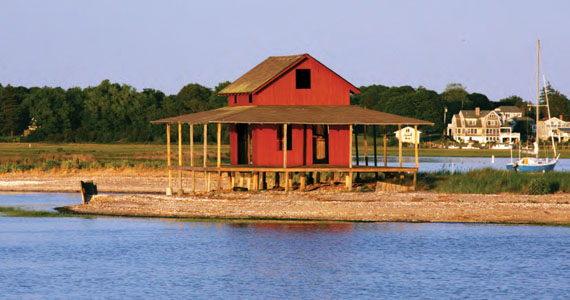 This shack, located on Grass Island where the East River meets Guilford Harbor, is perhaps the most photographed place in Guilford. Once a private residence, it is now owned by the Town of Guilford and is awaiting restoration. © Larry Kalbfeld/inaflashstudio.com