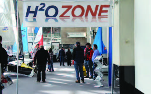 The H20 Zone, a joint effort of Zim Sailing, LaserPerformance, The Boat Locker, Sail Newport and Community Boating of Providence, was the go-to hub for small boat sailors at the Providence Boat Show. Photo courtesy of the Providence Boat Show