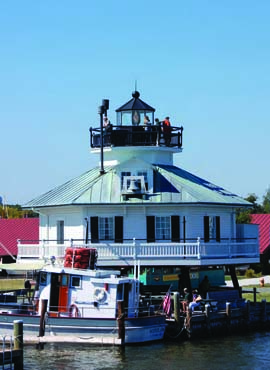 Built in 1879, Hooper Strait Light is one of four surviving screw-pile lighthouses in Maryland. Located on the campus of the Chesapeake Bay Maritime Museum, it offers a panoramic view of St. Michaels and the Miles River. Photo courtesy Chesapeake Bay Maritime Museum