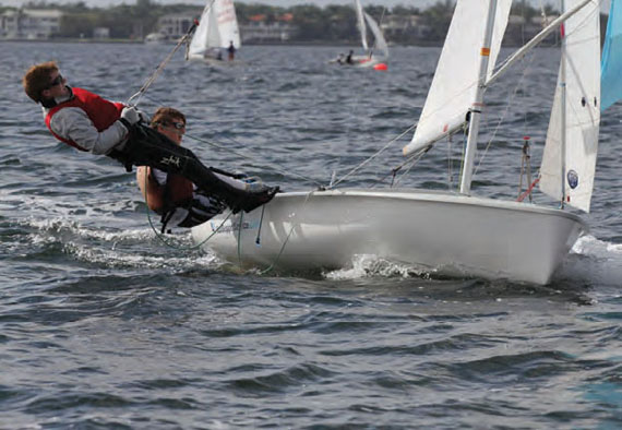 After the ISAF Youth Worlds, Harry Koeppel (helm) and Charles Bocklet (and Megan & Abigail) will likely travel from Ireland to Austria for the I-420 World Championships. © Michael Rudnick