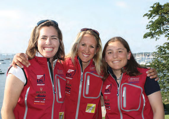Junior sailors have a unique opportunity to meet (l - r) Molly Vandemoer, Anna Tunnicliffe and Debbie Capozzi and several other members of the US Sailing Team Sperry Top-Sider at Larchmont Yacht Club on July 14. © Marni Lane