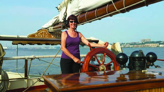 Linda Leith is a volunteer educator on the Hudson River, teaching groups of students onboard both the sloop Clearwater and the schooner Mystic Whaler (pictured). To apply for an onboard volunteer position, visitclearwater.org/education/volunteer-crew-on-the-sloop. Photo courtesy of Becky Rowland