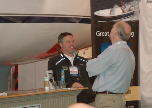 Matt Leduc (left) of Fleet Yacht Sales reports strong interest in the new line of Hunter Yachts.