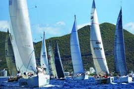 Twenty-five teams from the USA were among the 202-boat fleet in the 33rd St. Maarten Heineken Regatta. © Bob Grieser