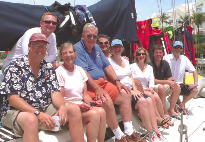 The three-generation crew of Larry Glenn’s J/44 Runaway won the Family Prize in the 2010 Newport Bermuda Race. The award is given to the two top performing boats with four immediate family crewmembers aboard (one in the Cruiser Division and one in the St. David’s Lighthouse Division). One of those family members must also be in the afterguard, a skipper, watch captain or navigator. © Chris Museler
