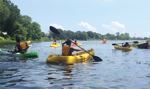 NESS students from New London paddling to Alewife Cove